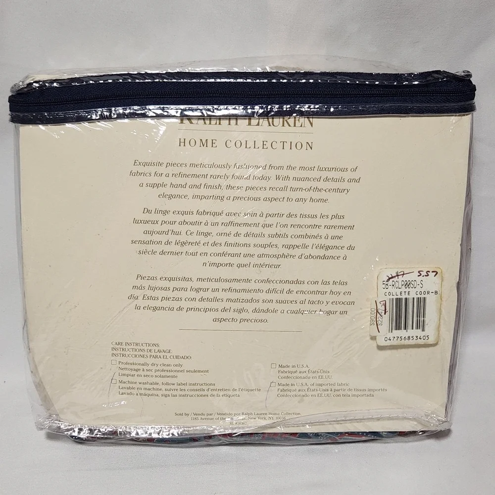 vtg RALPH LAUREN Home Collection‎ COLLETTE Pillow Sham Standard blue/red Paisley